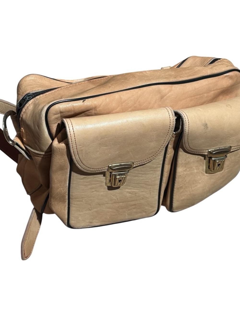 Vintage Top Grain Genuine Cowhide #9 USA Duffel Bag Natural High Quality